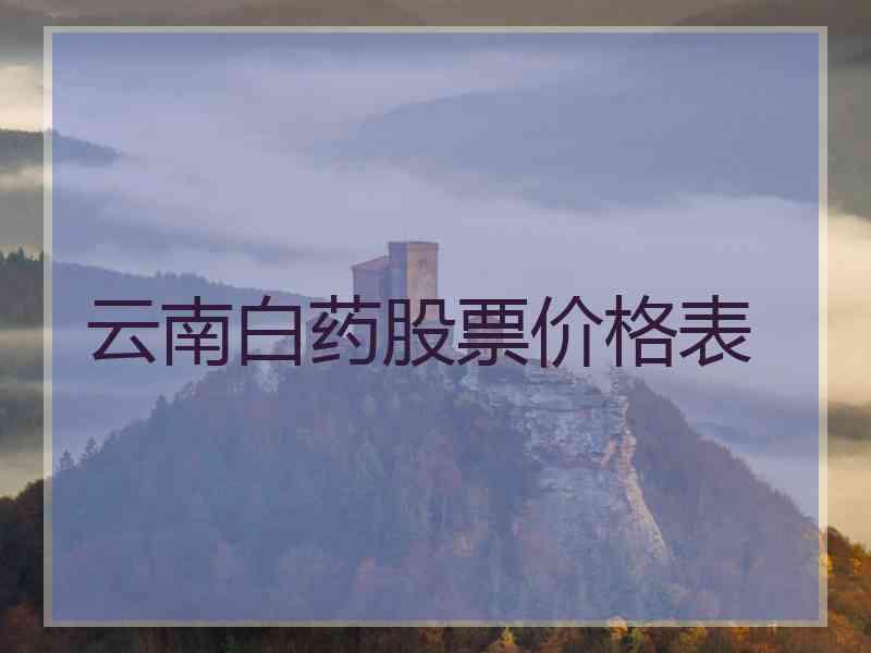云南白药股票价格表 云南白药股票价格表