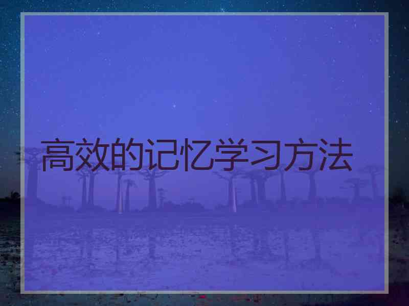 高效的记忆学习方法 高效的记忆学习方法