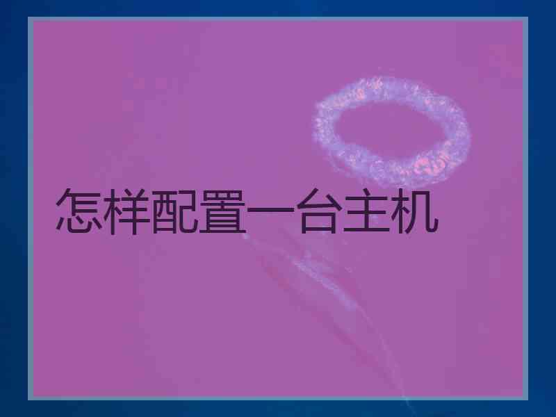 怎样配置一台主机 怎样配置一台主机