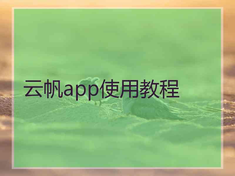 云帆app使用教程