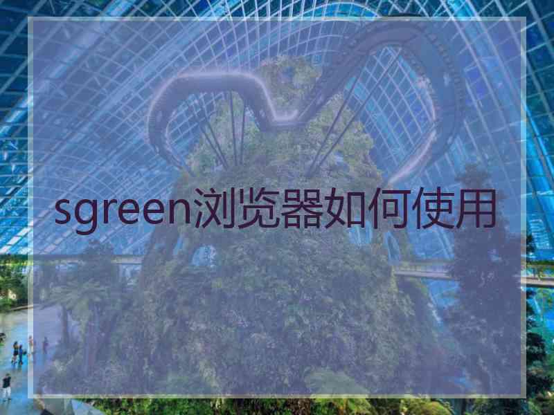 sgreen浏览器如何使用