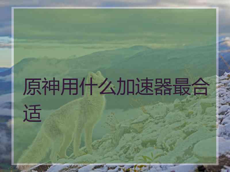 原神用什么加速器最合适