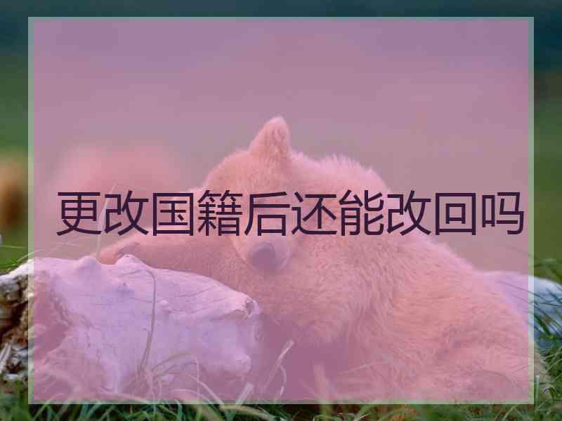 更改国籍后还能改回吗