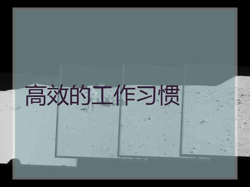 高效的工作习惯
