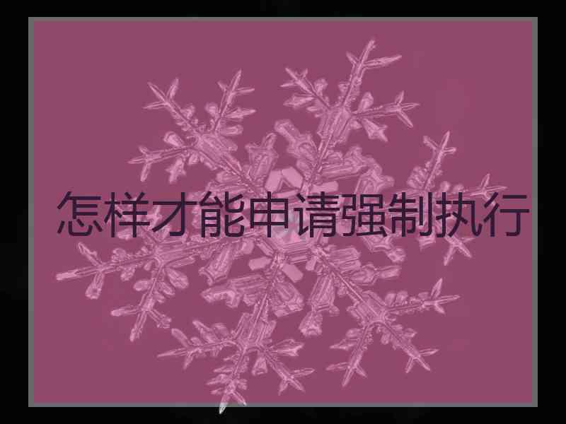 怎样才能申请强制执行