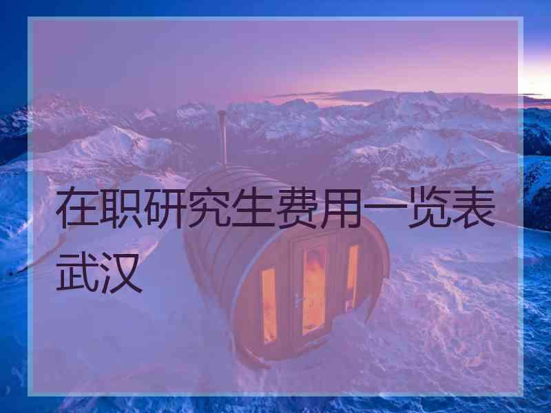 在职研究生费用一览表武汉