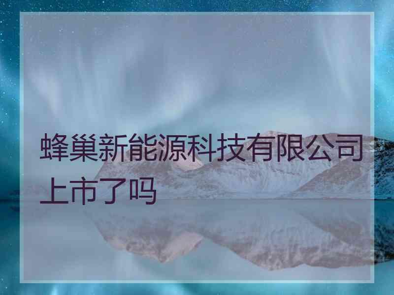 蜂巢新能源科技有限公司上市了吗