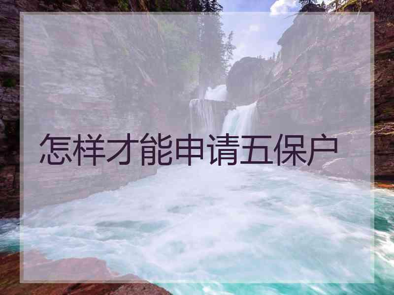 怎样才能申请五保户