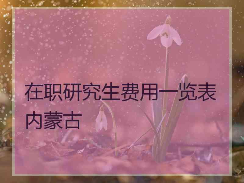 在职研究生费用一览表内蒙古